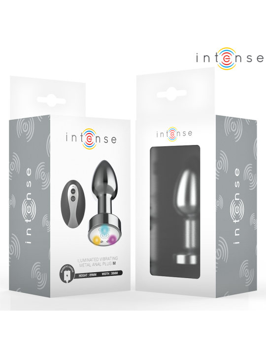 INTENSE - PLUG ANAL DE METAL VIBRADOR CON LUCES LED Y CONTROL REMOTO