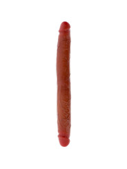 Consolador doble Get Real Skin de silicona color caramelo con glande en ambos extremos