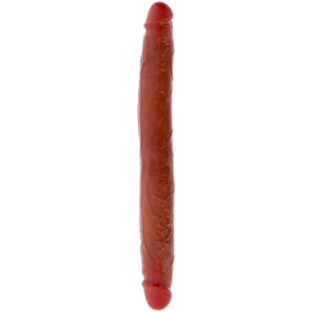 Consolador doble Get Real Skin de silicona color caramelo con glande en ambos extremos