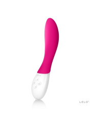 Vibrador de punto G LELO Mona 2 en fucsia, con cuerpo curvo de silicona y mango blanco con botones