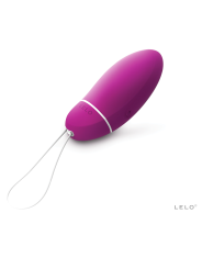 LELO Luna Smart Bead en morado: bala de Kegel de silicona con franja blanca y cordón de extracción