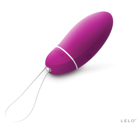 LELO Luna Smart Bead en morado: bala de Kegel de silicona con franja blanca y cordón de extracción