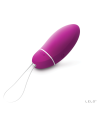 LELO Luna Smart Bead en morado: bala de Kegel de silicona con franja blanca y cordón de extracción