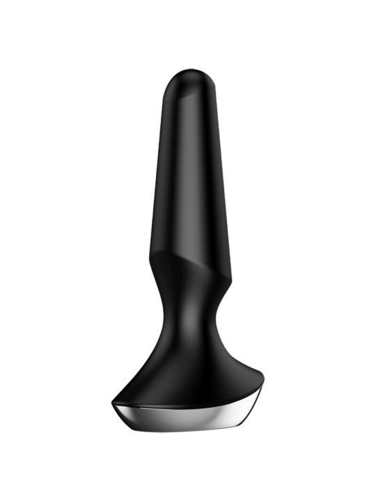 Perfil del Plug-ilicious 2 negro: cuerpo cónico de silicona y base ancha en forma de T