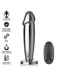Plug anal Intense de metal con iconos de 10 modos de vibración, carga magnética y control remoto