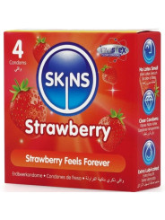 Skins: pack de 4 preservativos premium sabor fresa