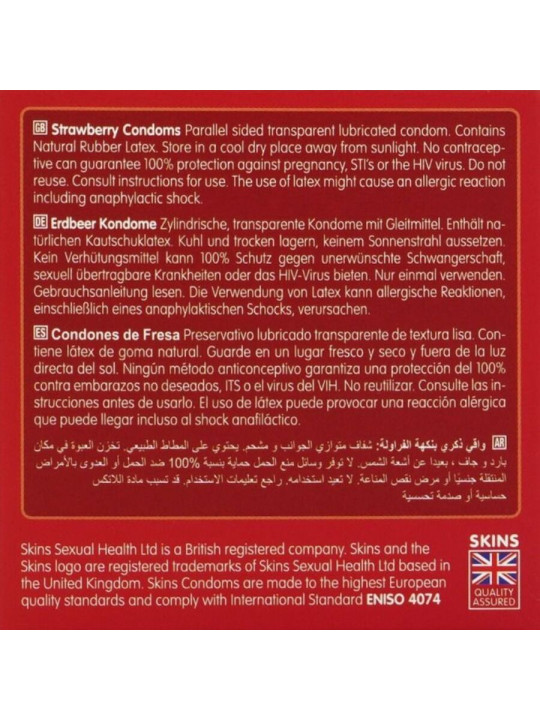 Skins: pack de 4 preservativos premium sabor fresa