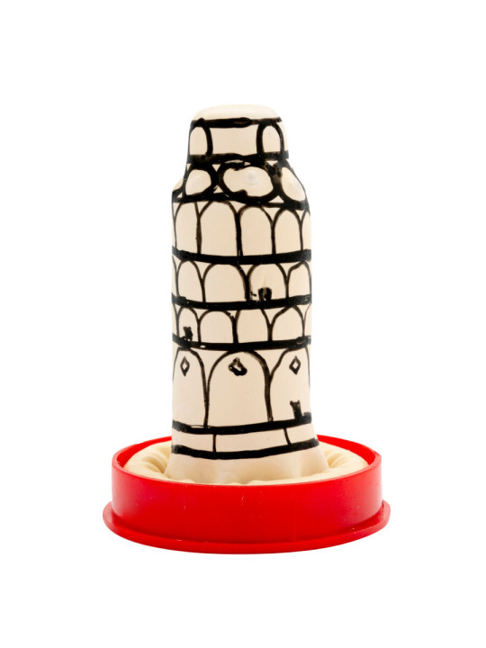 CONDOMERIE - PRESERVATIVO DECORATIVO PINTADO A MANO TORRE DE PISA