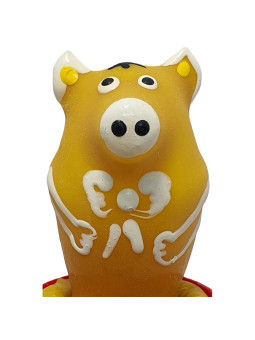 CONDOMERIE - PRESERVATIVO DECORATIVO PINTADO A MANO CERDO SENTADO AMARILLO