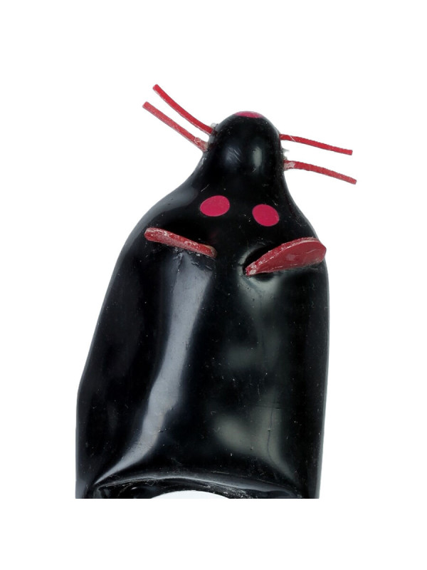 CONDOMERIE - PRESERVATIVO DECORATIVO PINTADO A MANO RATÓN NEGRO XL