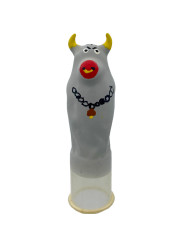 CONDOMERIE - PRESERVATIVO DECORATIVO PINTADO A MANO TORO GRIS MODELO XL