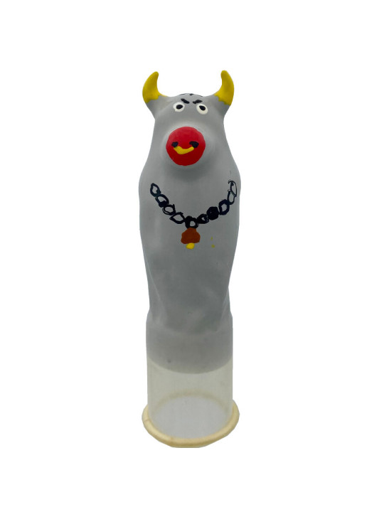 CONDOMERIE - PRESERVATIVO DECORATIVO PINTADO A MANO TORO GRIS MODELO XL