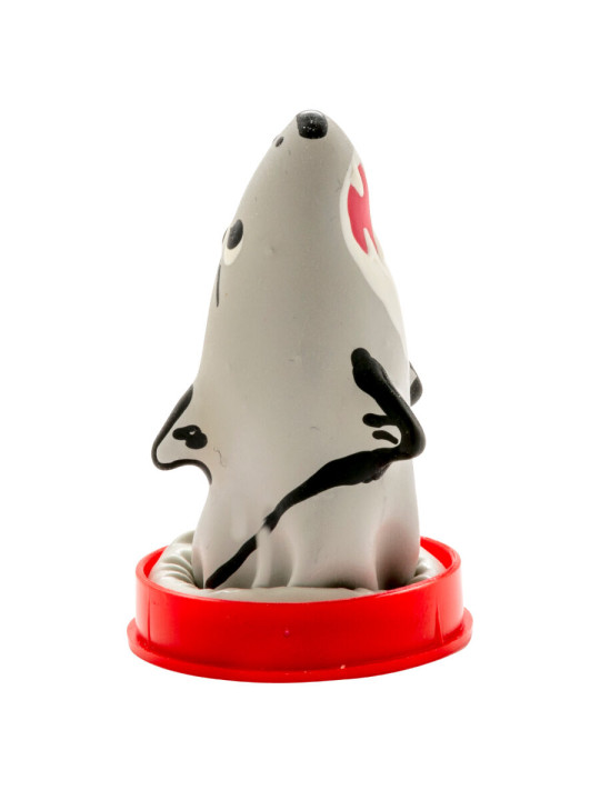 CONDOMERIE - PRESERVATIVO DECORATIVO PINTADO A MANO TIBURÓN MODELO 1
