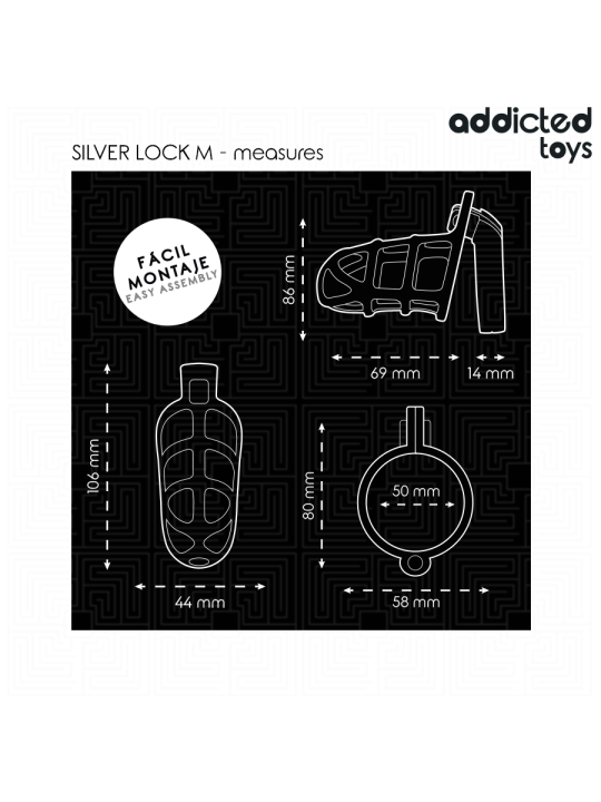 Addicted Toys Locked Silver Lock: jaula de castidad metal
