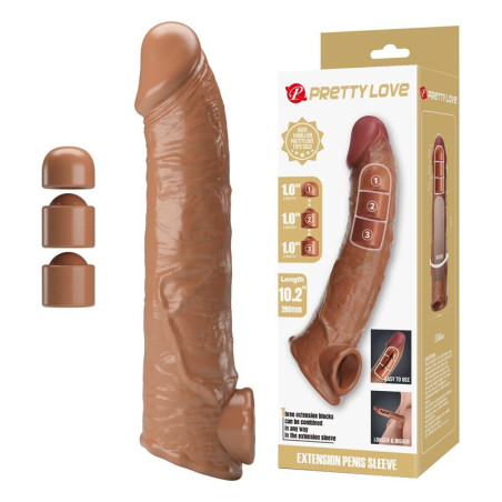 PRETTY LOVE - FUNDA EXTENSORA PARA PENE AJUSTABLE Ø 4 CM COLOR MARRÓN
