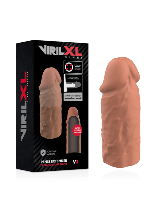 VIRILXL - EXTENSIÓN DE PENE LIQUID SILICONE V3 MARRÓN