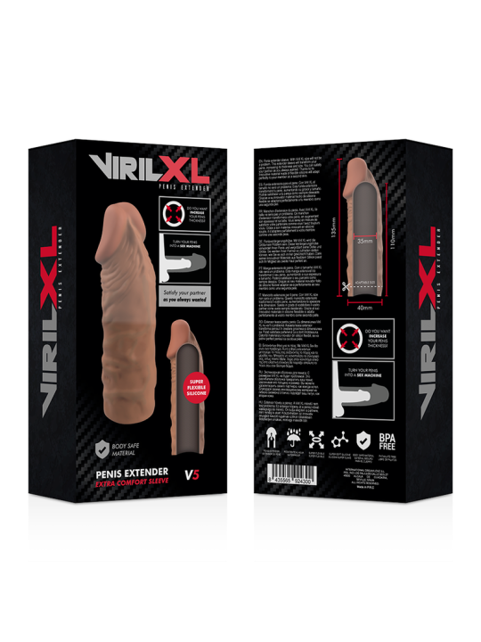 VIRILXL - EXTENSIÓN DE PENE LIQUID SILICONE V5 MARRÓN