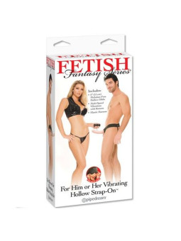 FETISH FANTASY SERIES - ARNÉS HUECO VIBRADOR PARA EL Y ELLA 14CM