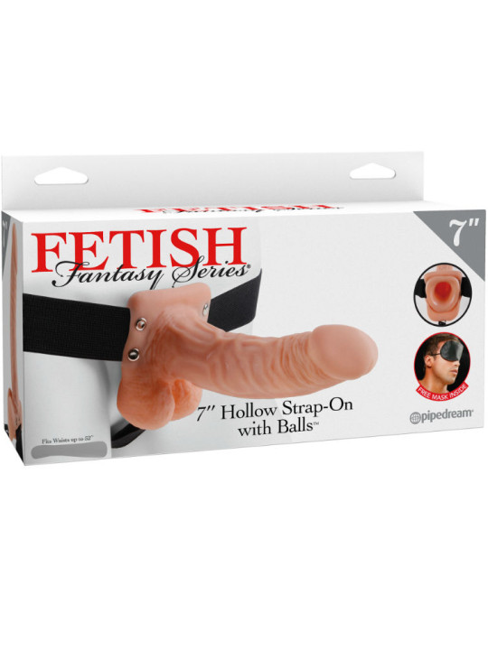 FETISH FANTASY SERIES - 7 HOLLOW STRAP-ON WITH BALLS 17.8CM