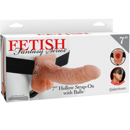 FETISH FANTASY SERIES - 7 HOLLOW STRAP-ON WITH BALLS 17.8CM