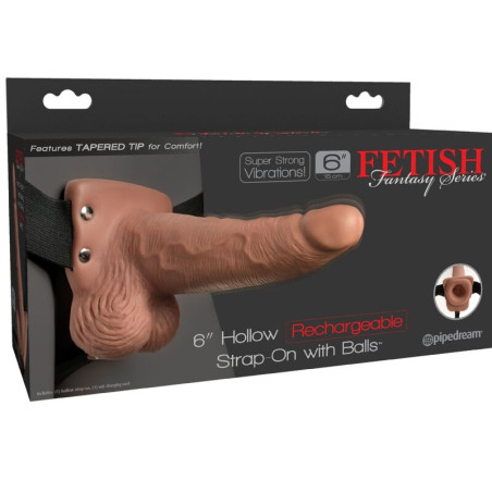 FETISH FANTASY SERIES - ARNÉS AJUSTABLE PENE REALÍSTICO CON TESTÍCULOS RECARGABLE Y VIBRADOR
