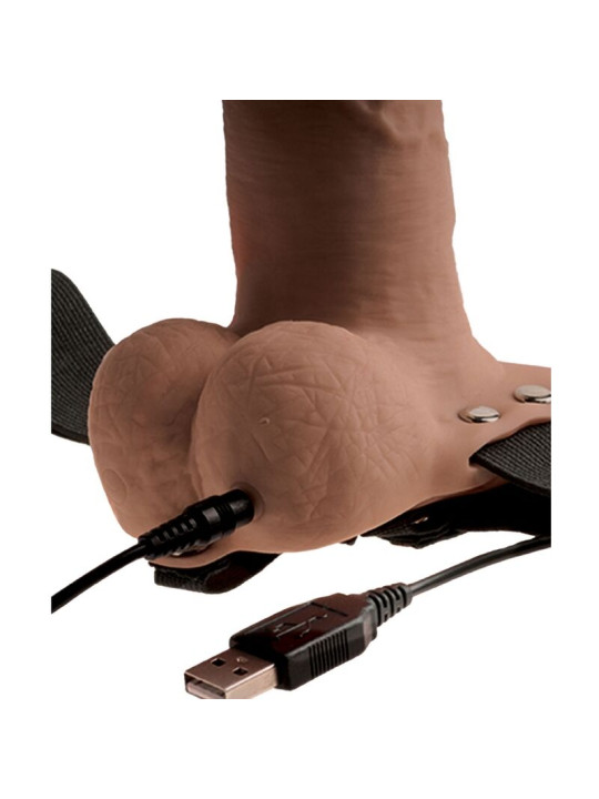 FETISH FANTASY SERIES - ARNÉS AJUSTABLE PENE REALÍSTICO CON TESTÍCULOS RECARGABLE Y VIBRADOR