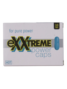 Caja de 10 cápsulas HOT Exxtreme Power Caps para hombre, envase blanco y azul