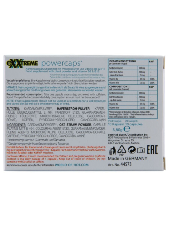 HOT Exxtreme Power Caps: cápsulas potenciadoras para hombre