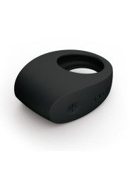 Anillo vibrador LELO Tor 2 negro visto desde arriba, con logotipo LELO y botón más en el cuerpo del motor