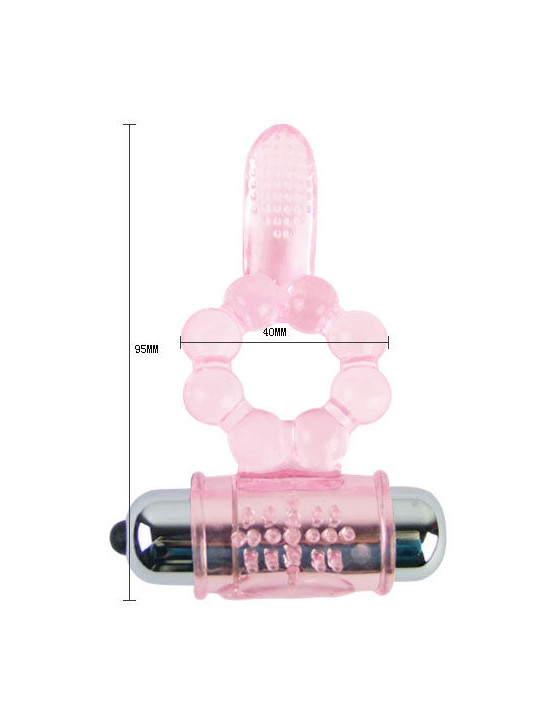 BAILE - ANILLO SILICONA 10 RITMOS LENGUA CON VIBRACIÓN ROSA