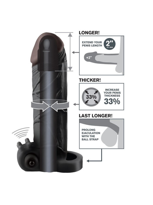 FANTASY X- TENSIONS - EXTENSIÓN PARA EL PENE CON VIBRADOR REAL FEEL 2 NEGRO