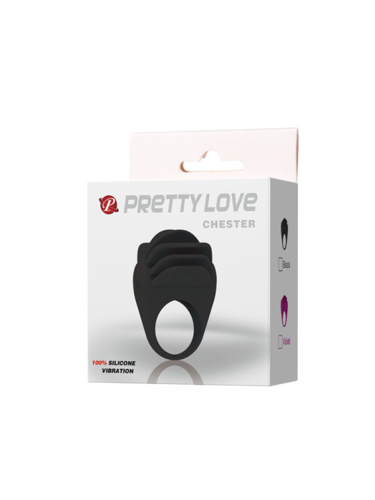PRETTY LOVE - CHESTER ANILLO VIBRADOR NEGRO
