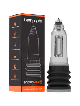 Bathmate Hydromax5 transparente junto a su caja con garantía de 2 años, bomba de vacío para el pene con agua