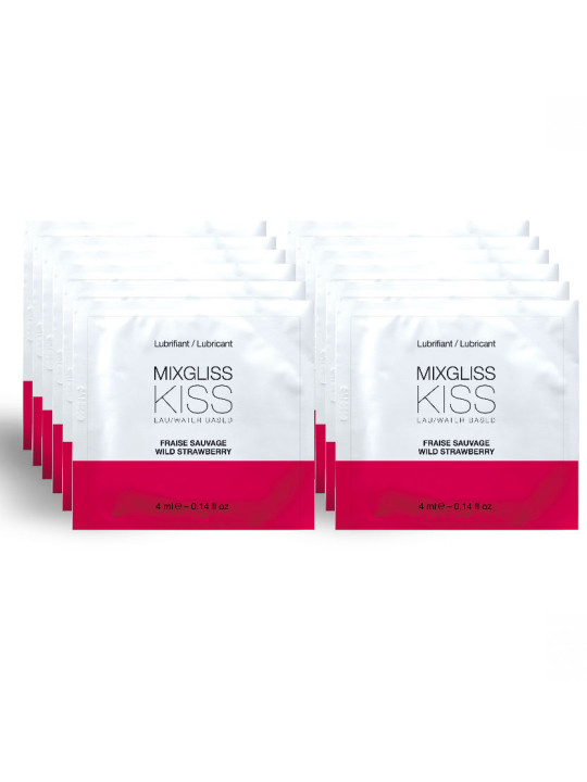 MIXGLISS - LUBRICANTE BASE AGUA SABOR A FRESA 12 MONODOSIS 4 ML