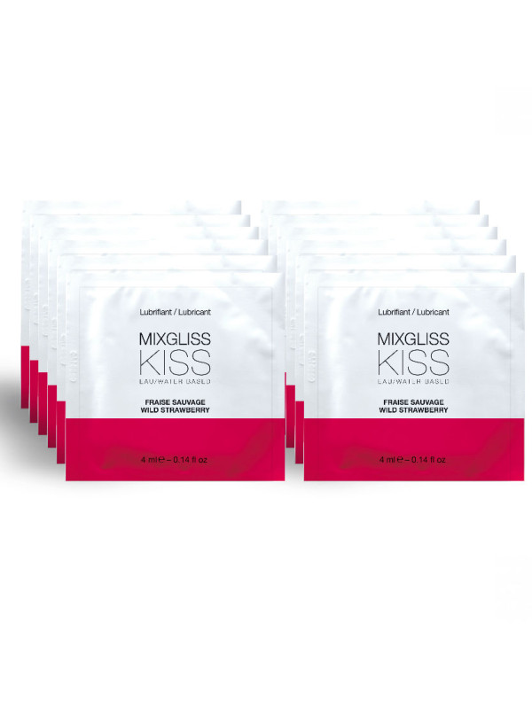 MIXGLISS - LUBRICANTE BASE AGUA SABOR A FRESA 12 MONODOSIS 4 ML