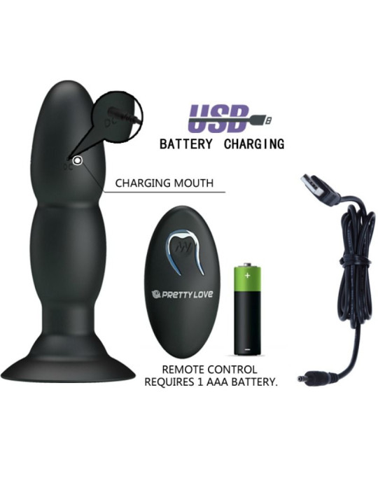 PRETTY LOVE - PLUG VIBRADOR Y ROTACIÓN POR CONTROL REMOTO