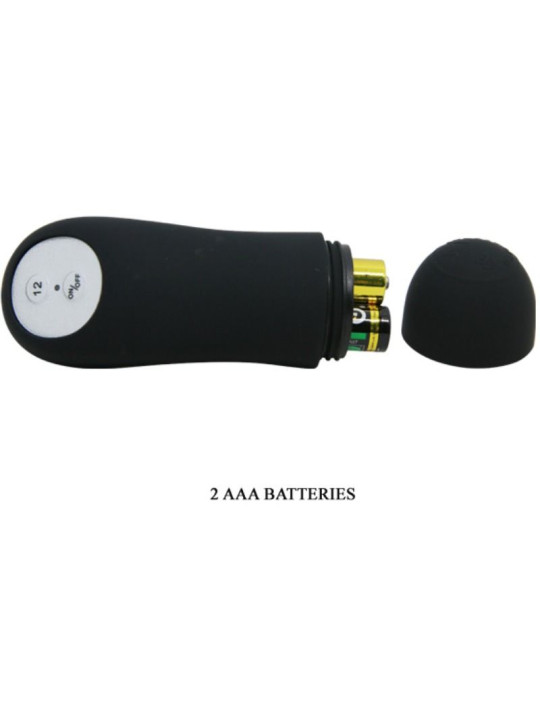 PRETTY LOVE - PLUG ANAL SILICONA FORMA PENE Y 12 MODOS VIBRACIÓN NEGRO