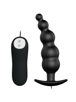 PRETTY LOVE - PLUG ANAL SILICONA ESTIMULACIÓN EXTRA Y 12 MODOS VIBRACIÓN NEGRO CONTROL REMOTO