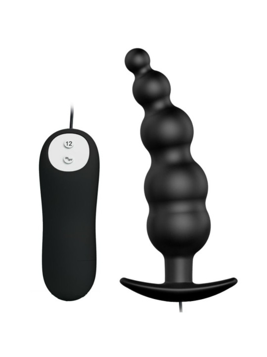 PRETTY LOVE - PLUG ANAL SILICONA ESTIMULACIÓN EXTRA Y 12 MODOS VIBRACIÓN NEGRO CONTROL REMOTO