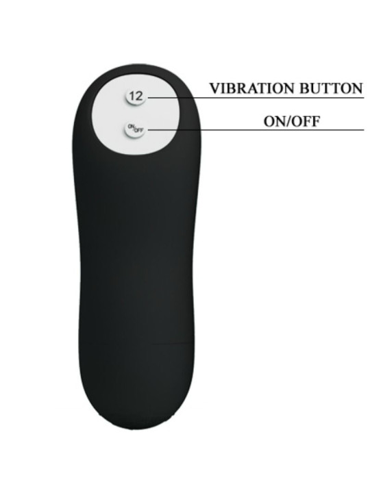 PRETTY LOVE - PLUG ANAL SILICONA ESTIMULACIÓN EXTRA Y 12 MODOS VIBRACIÓN NEGRO CONTROL REMOTO