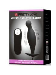 PRETTY LOVE - PLUG ANAL SILICONA 12 MODOS VIBRACIÓN NEGRO