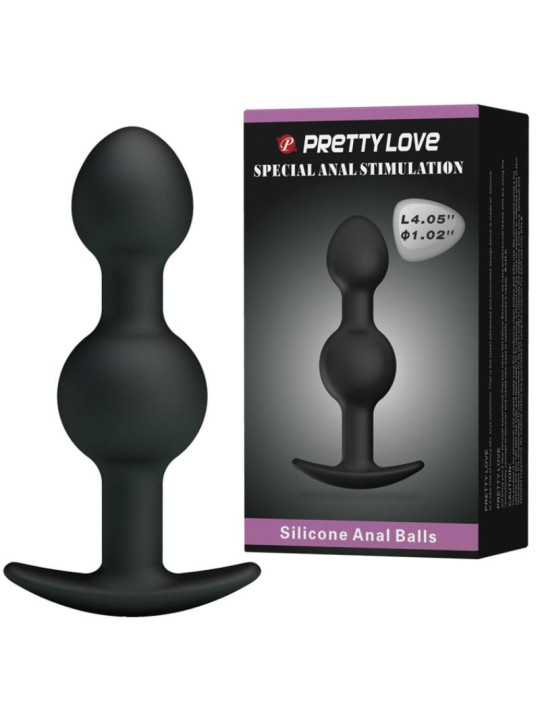 PRETTY LOVE - BOLAS ANALES SILICONA ESTIMULACION ESPECIAL 10.3 CM NEGRO