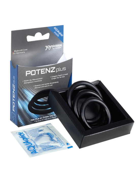 JOYDIVISION POTENZDUO - PLUS PACK 3 ANILLOS PARA PENE NEGRO - S, M, L