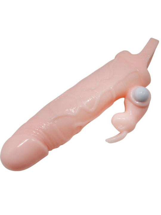 BAILE - BRAVE MAN FUNDA PENE CON RABBIT VIBRADOR 16.5 CM NATURAL