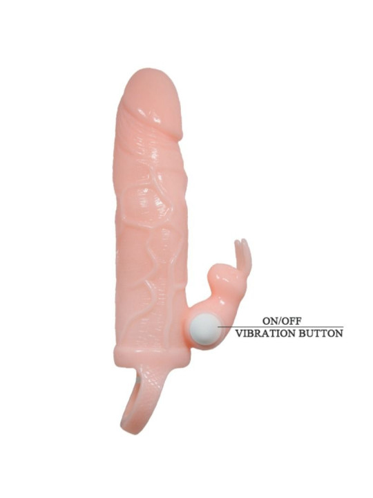 BAILE - BRAVE MAN FUNDA PENE CON RABBIT VIBRADOR 16.5 CM NATURAL