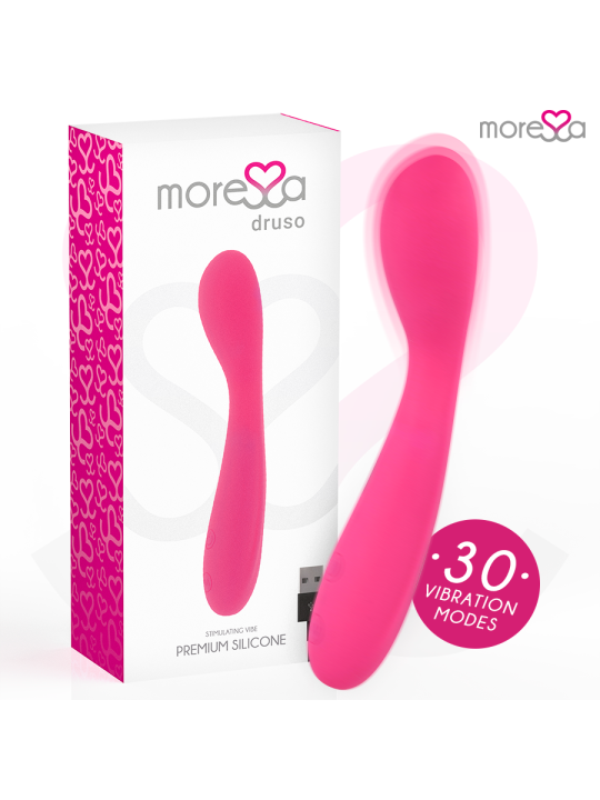 MORESSA - DRUSO MASAJEADOR DUO PUNTO G Y SUERO PELVICO PREMIUM SILICONE RECARGABLE