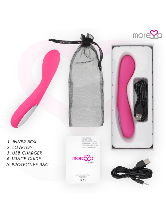 MORESSA - DRUSO MASAJEADOR DUO PUNTO G Y SUERO PELVICO PREMIUM SILICONE RECARGABLE