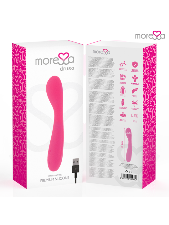 MORESSA - DRUSO MASAJEADOR DUO PUNTO G Y SUERO PELVICO PREMIUM SILICONE RECARGABLE