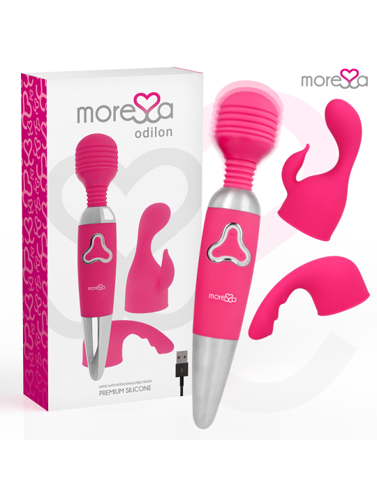 MORESSA - ODILON WAND POTENTE MOTOR MAS DOS CABEZALES PREMIUM SILICONE RECARGABLE
