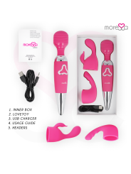 MORESSA - ODILON WAND POTENTE MOTOR MAS DOS CABEZALES PREMIUM SILICONE RECARGABLE